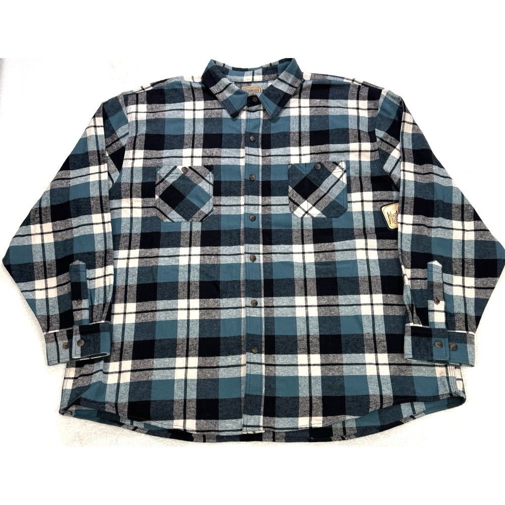 CE Schmidt Flannel Shirt/Shacket Men‎ 3XL Green Black Plaid LS Workwear Pockets